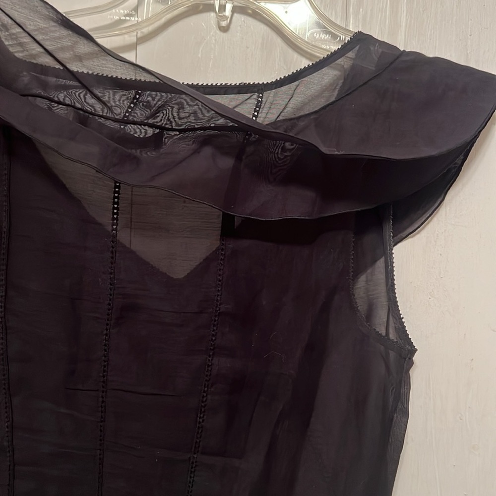 Louis Vuitton Black Sheer sleeveless Ruffle Top - Excellent XS/36 - Picture 16 of 16